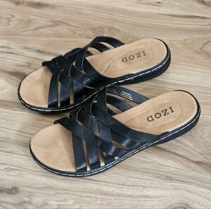 IZOD Womens Black Strappy Sandals  Size 6.5 NWOT